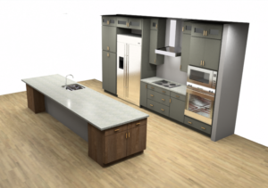 Kitchen with island rendering