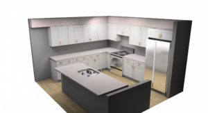 Kitchen cabinets design rendering