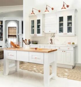 Glass front kitchen cabinets by Wellborn Cabinets