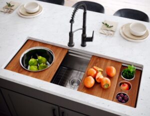 Workstation Sink with Accessories Strainer Cutting Board & Utensil Cups