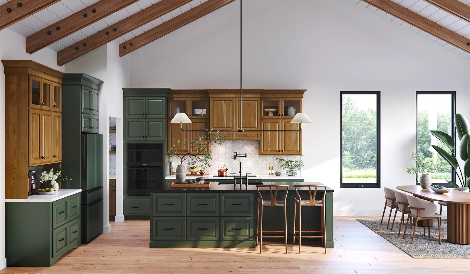 green kitchen cabinets