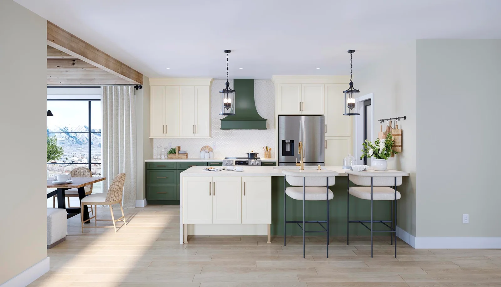 green kitchen cabinets