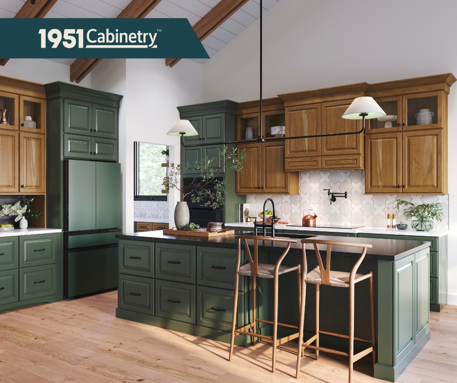 green kitchen cabinets for biophilic design by 1951